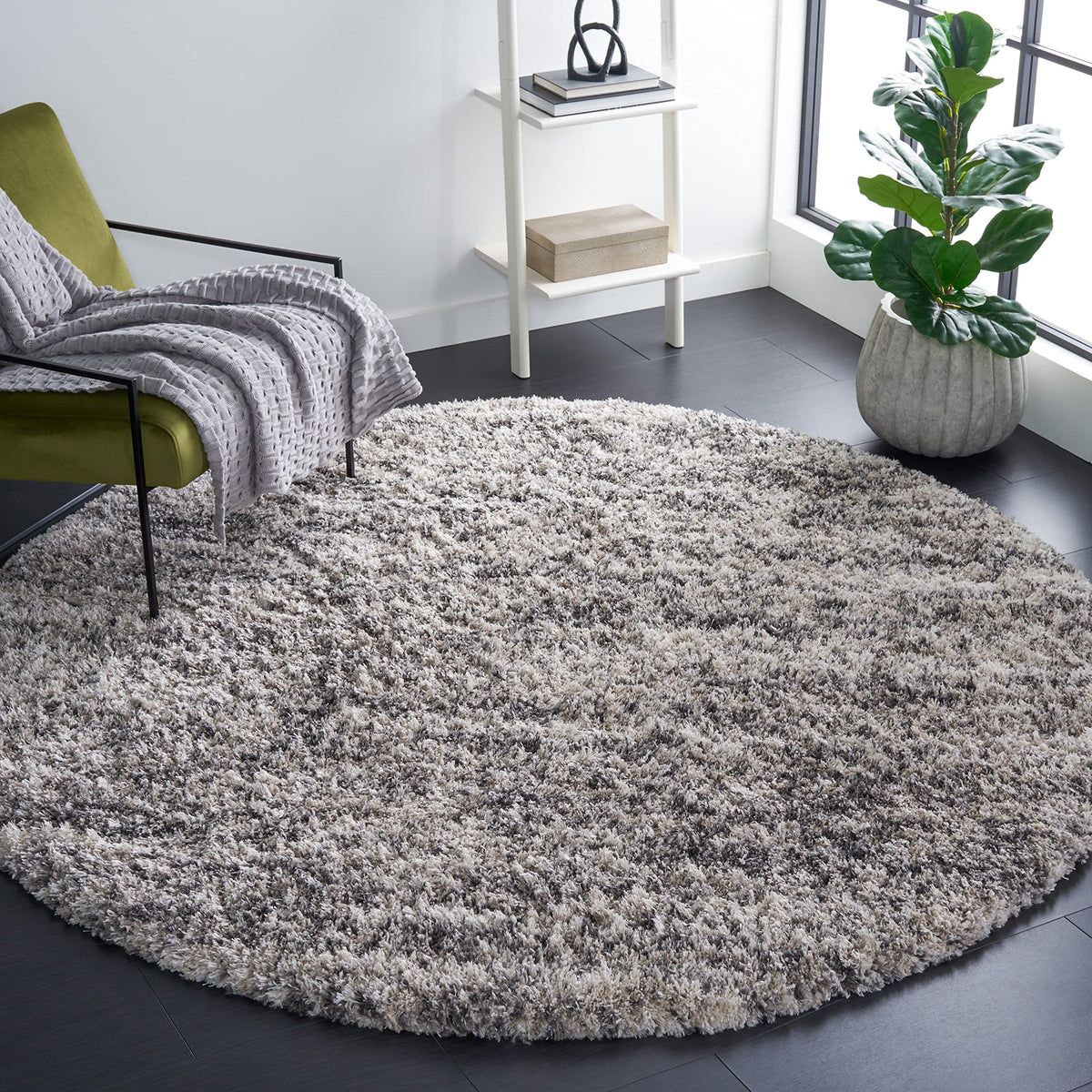 SAFAVIEH Iceland Shag Collection Area Rug - 10' x 14', Cream & Grey, Modern Design, Easy Care, 2.5-inch Thick Ideal for High Traffic Areas in Living Room, Bedroom (ISG519A)