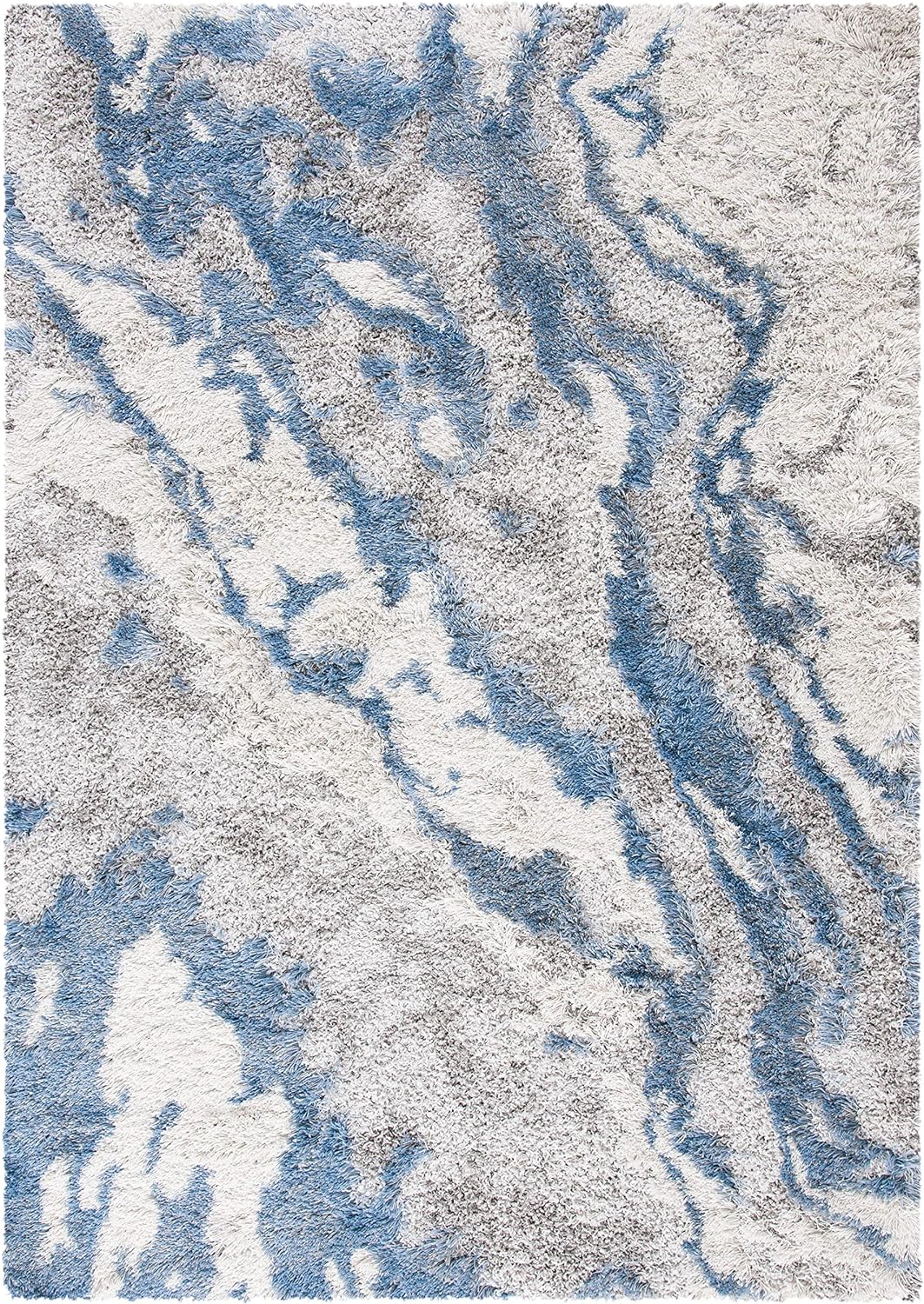 SAFAVIEH Horizon Shag Rug 4'x6', Soft Plush Modern Grey & Blue HZN890G