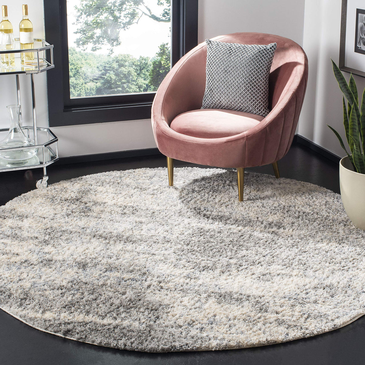 SAFAVIEH Berber Shag Rug 8x10, Large Grey Blue & Cream BER219G