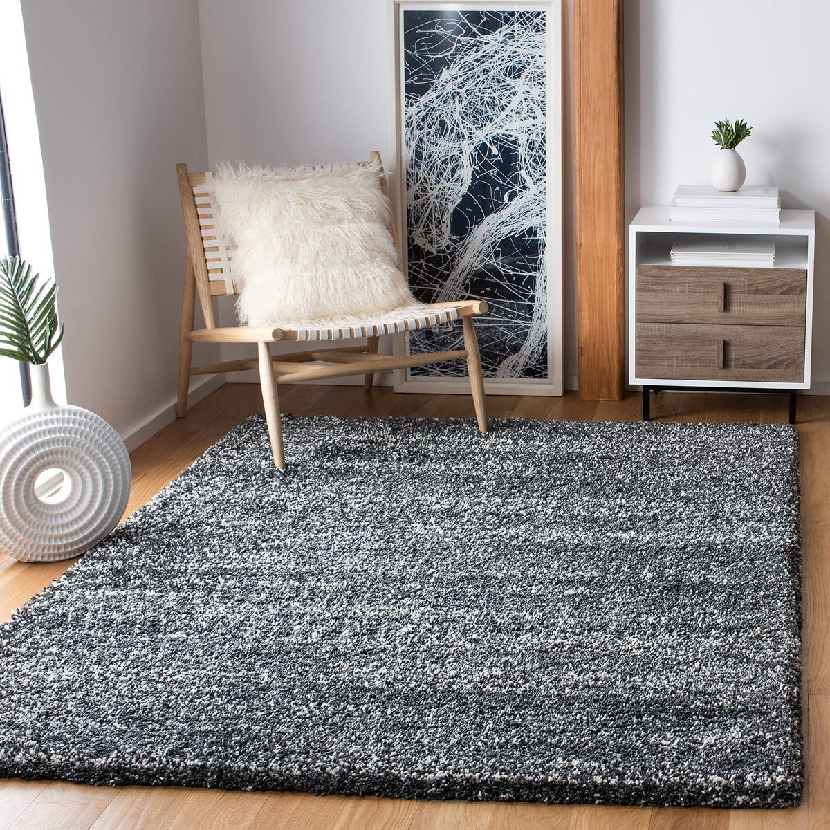 SAFAVIEH Hudson Shag Rug 10x14, Plush X-Large Ivory & Grey SGH295B