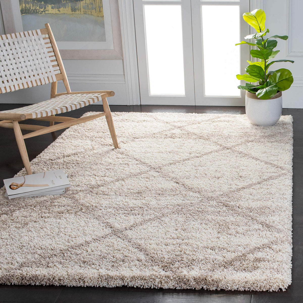 SAFAVIEH Hudson Shag Rug 8'x10', Soft Plush Moroccan Ivory & Beige SGH281D