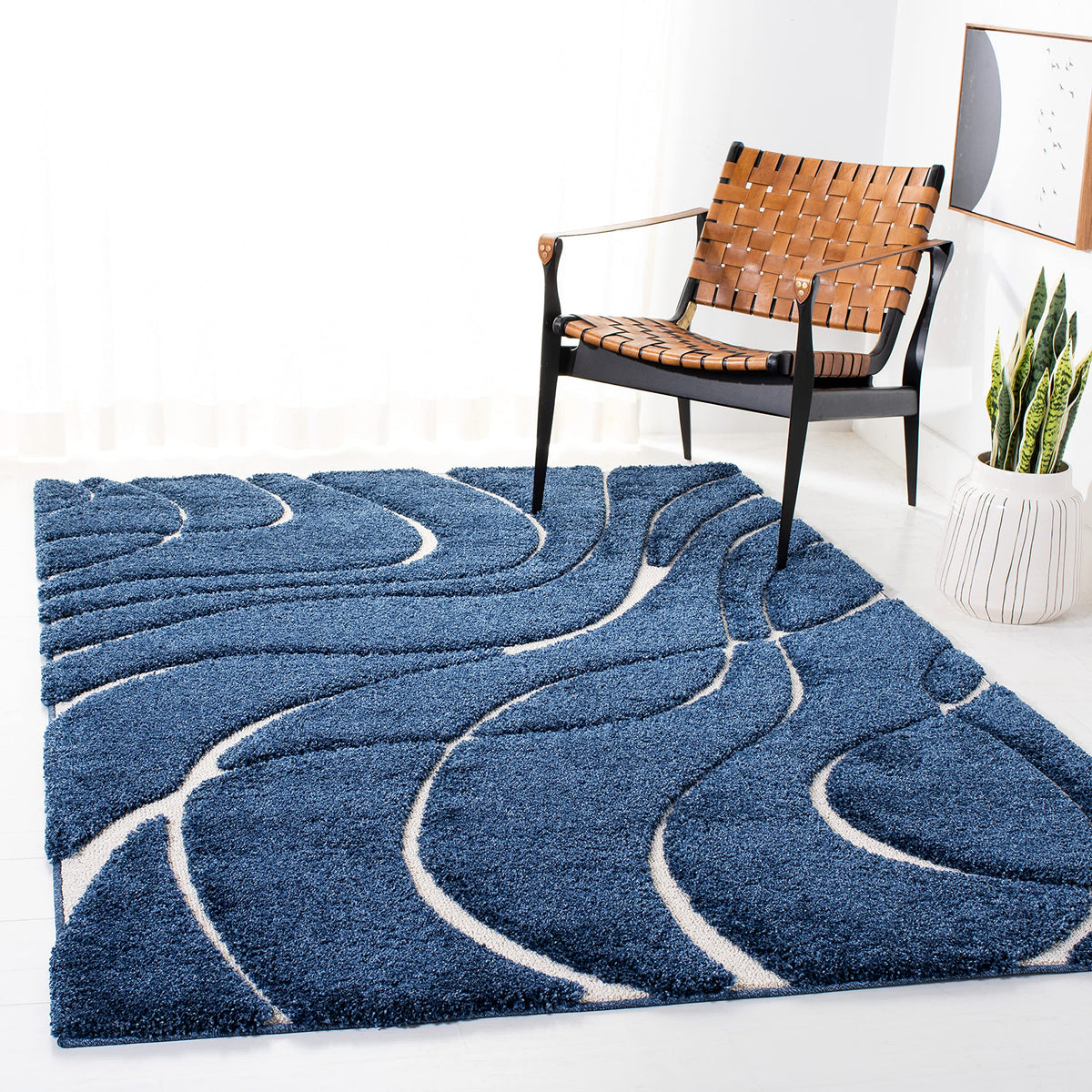 SAFAVIEH Florida Shag Rug 6'x9', Soft Plush Modern Cream & Beige SG471-1113