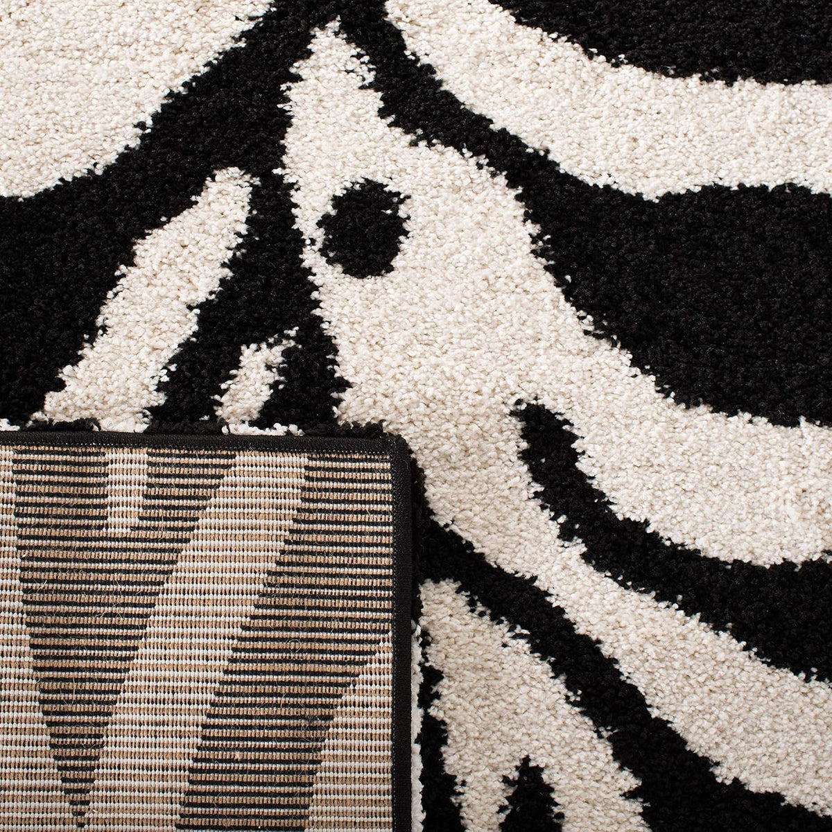 SAFAVIEH Florida Shag Collection Area Rug - 8'6" x 12', Ivory & Black, Zebra Print Design, Non-Shedding & Easy Care, 1.2-inch Thick Ideal for High Traffic Areas in Living Room, Bedroom (SG452-1290)