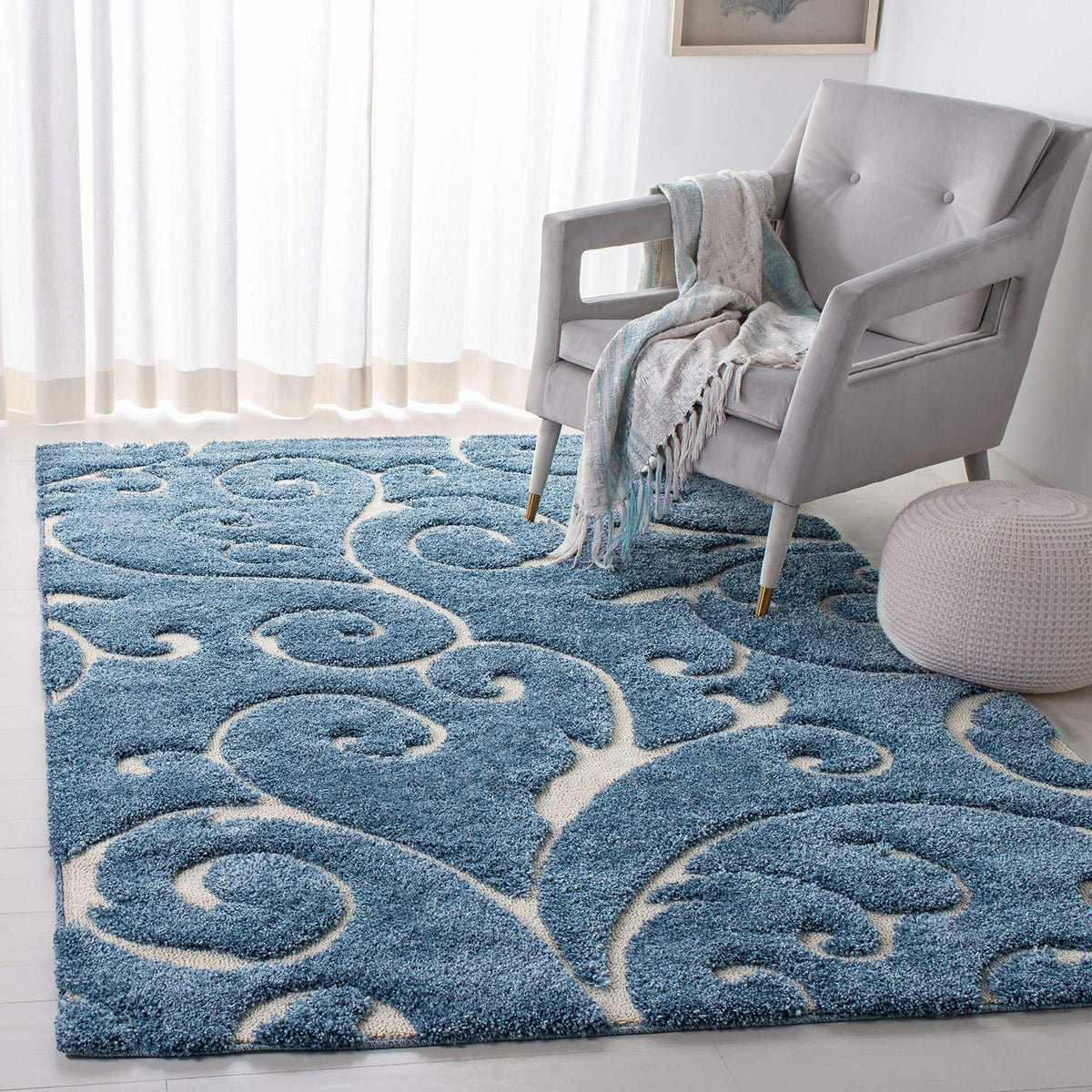 SAFAVIEH Florida Shag Rug 8'x10', Soft Plush Cream & Beige SG455-1113