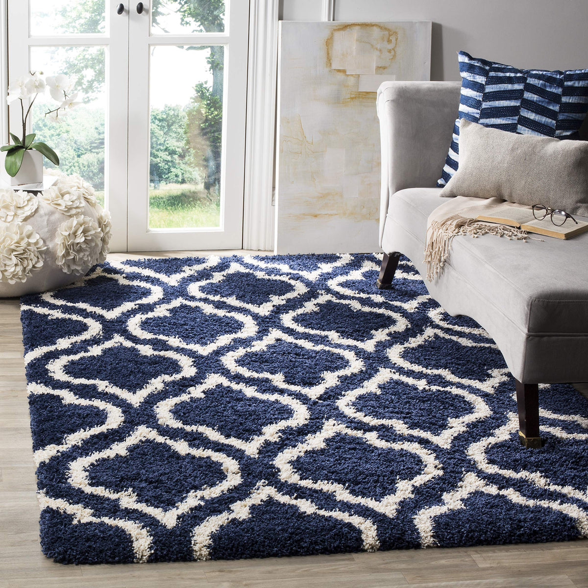 SAFAVIEH Hudson Shag Rug 8x10, Plush Large Multi Ivory & Beige SGH284E