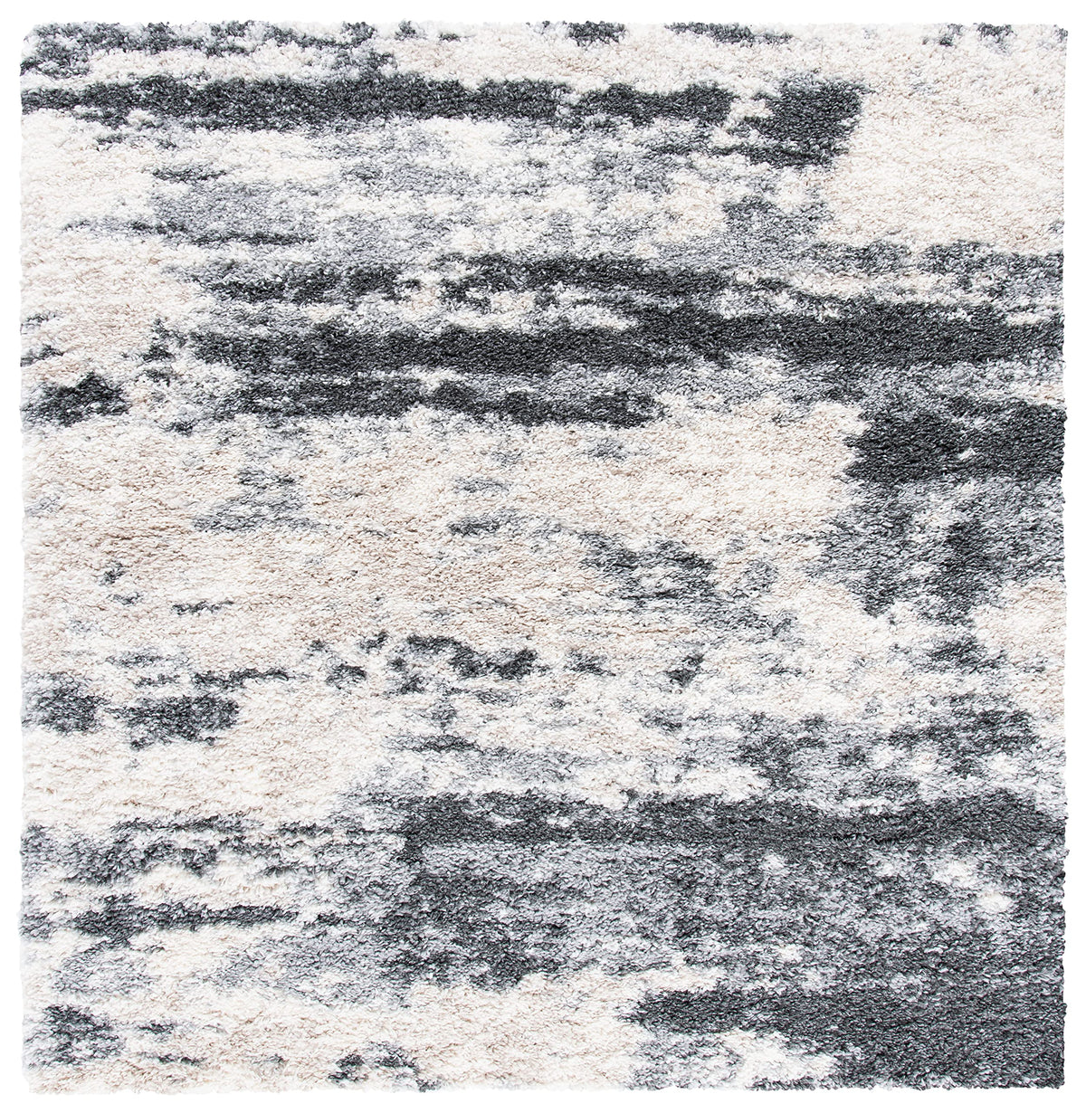 SAFAVIEH Fontana Shag Collection Area Rug - 6'7" x 9', Grey & Ivory, Non-Shedding & Easy to Clean, Plush Thick Pile, Ideal for Living Room, Bedroom, Dining Space (FNT853G)
