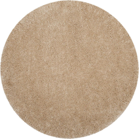 SAFAVIEH Polar Shag Collection Area Rug - 4' Round, Light Beige, Solid Glam Design, Non-Shedding & Easy Care, 3-inch Thick Ideal for High Traffic Areas in Living Room, Bedroom (PSG800A)