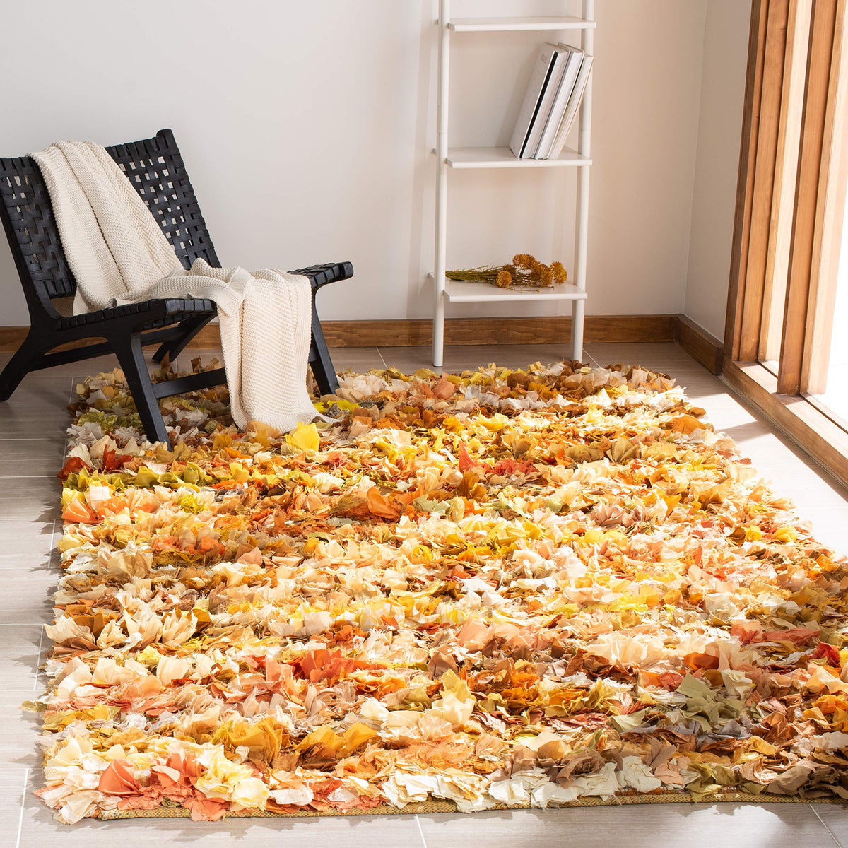 SAFAVIEH Rio Shag Collection Area Rug - 5' x 8', Creme, Handmade Decorative, 3.5-inch Thick Ideal for High Traffic Areas in Living Room, Bedroom (SG951W)