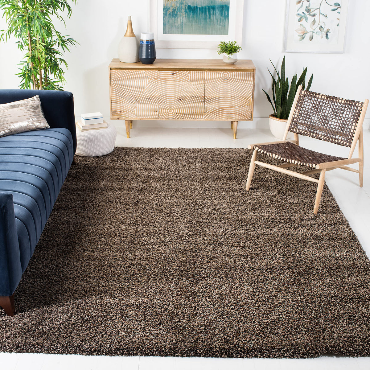 SAFAVIEH Area Rug 8x10 - California Shag Collection - Large - Beige, Non-Shedding & Easy to Clean, Ultra Plush Thick Pile, Ideal for Living Room, Bedroom, Dining Space (SG151-1313)