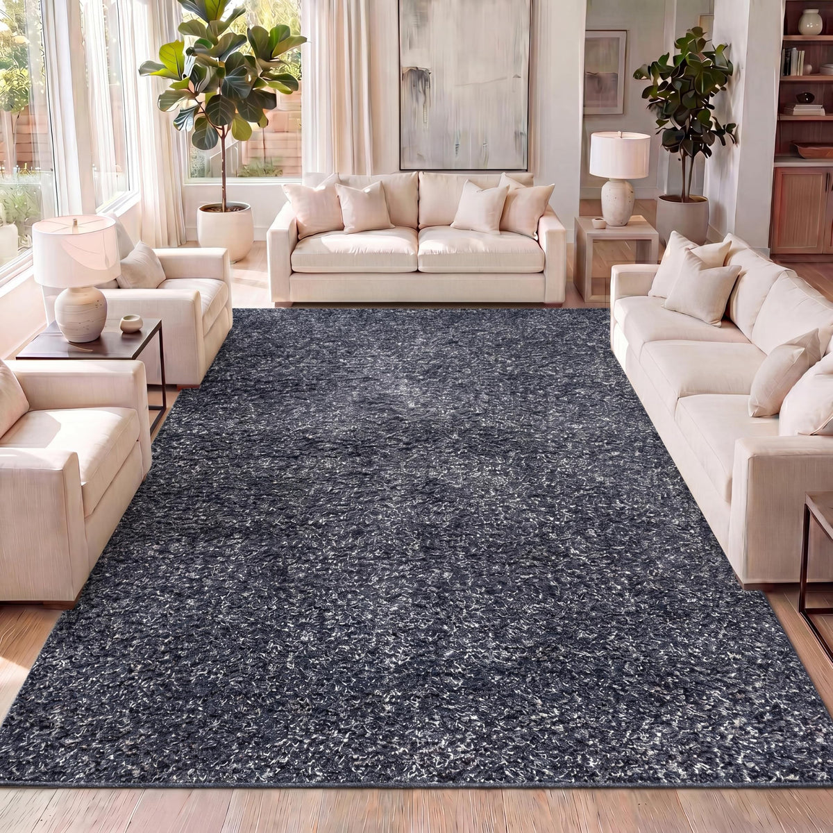JONATHAN Y Mercer Shag Plush Cream Indoor Area Rug, 4x6, Contemporary, Modern, Easy-Cleaning for Living Room, Bedroom, Kitchen, Pet Friendly, Non-Shedding (MCR106D-4)