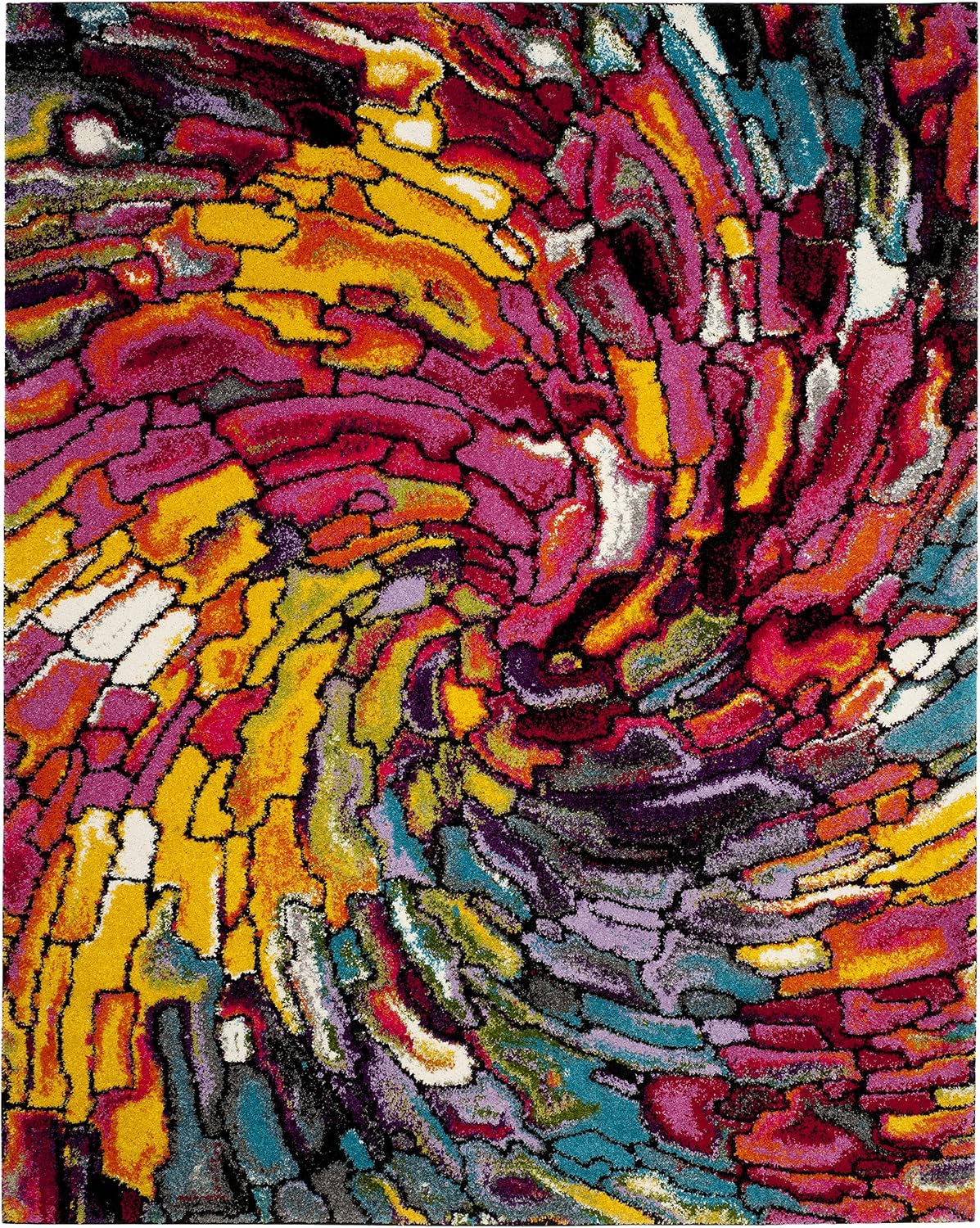SAFAVIEH Area Rug 8x10 - Fiesta Shag Collection - Large - Multi, Abstract Rainbow Design, Non-Shedding & Easy Cleaning, Ideal for Living Room, Bedroom, Dining Space (FSG373M)
