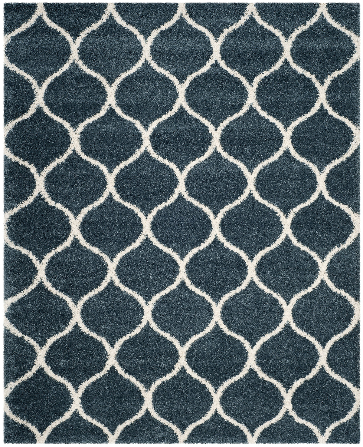 SAFAVIEH Hudson Shag Collection 9' x 12' Grey/Ivory SGH280B Moroccan Ogee Trellis Non-Shedding Living Room Bedroom Dining Room Entryway Plush 2-inch Thick Area Rug